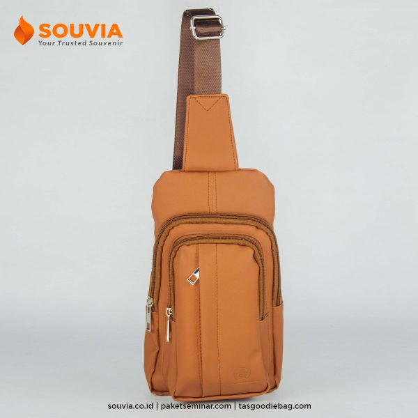 tas souvenir kantor backpack slingbag kulit sintetis tampak depan