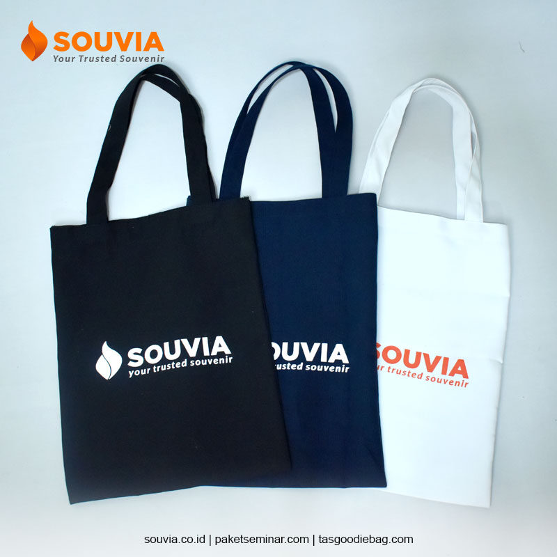 totebag kanvas warna hitam, navy, dan putih