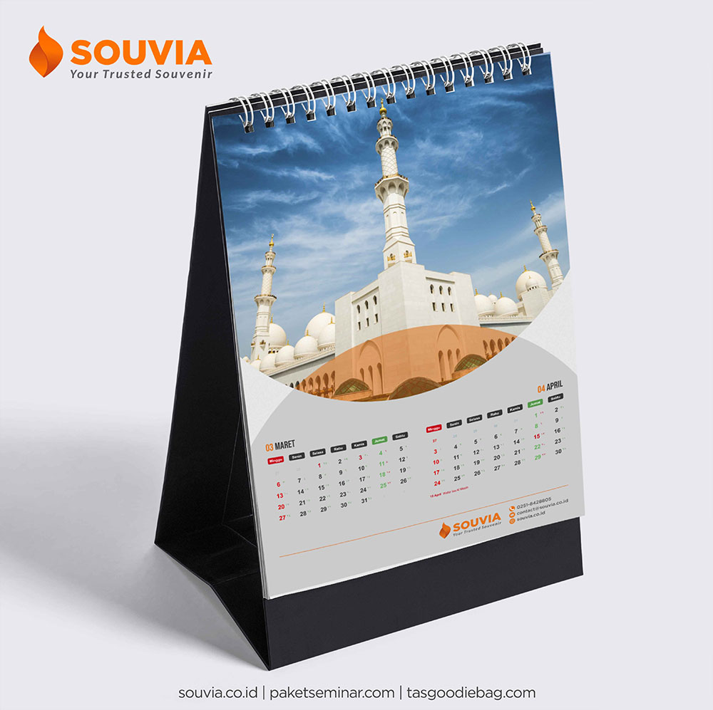 kalender meja dwiwulan portrait untuk souvenir akhir tahun