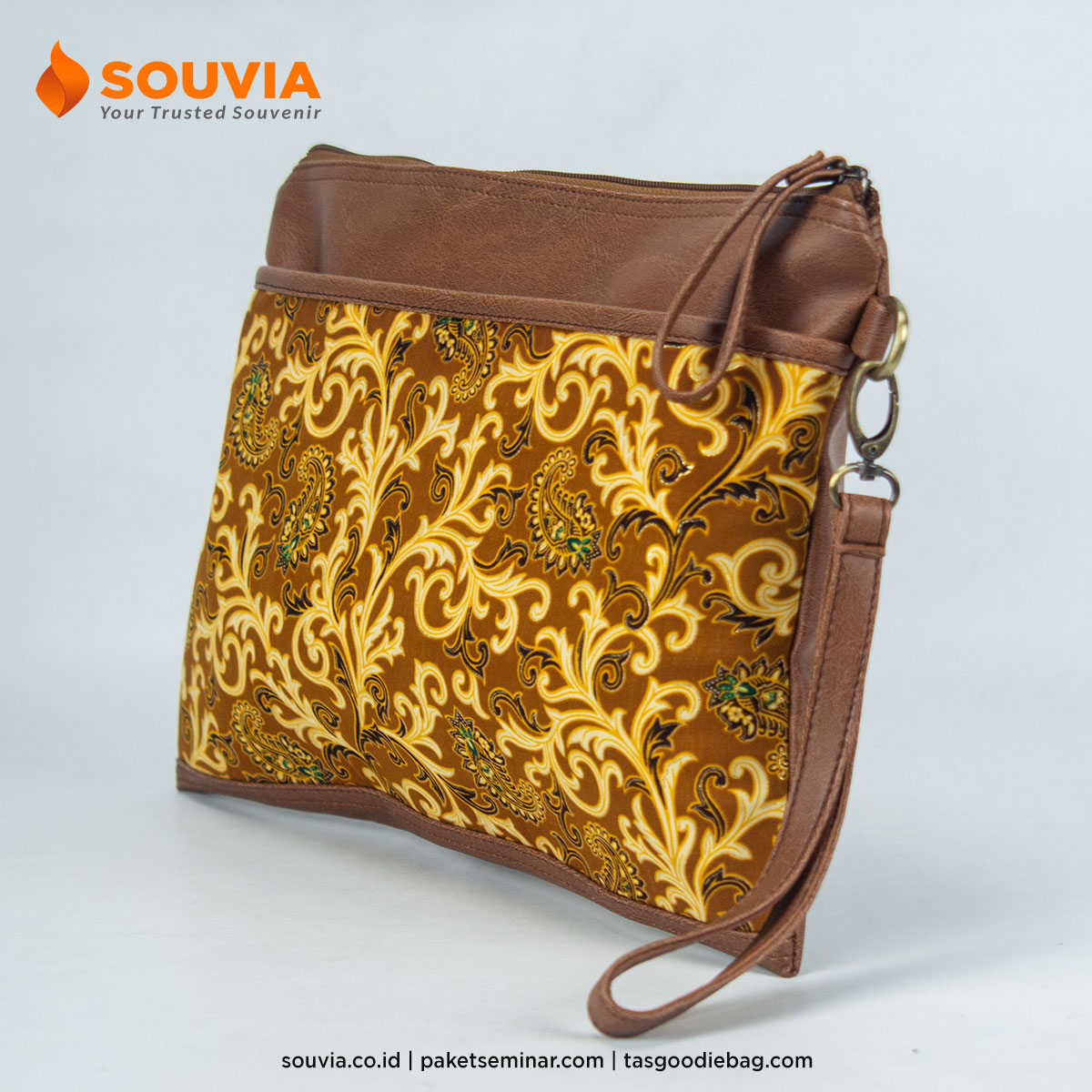 pouch kulit motif batik souvia