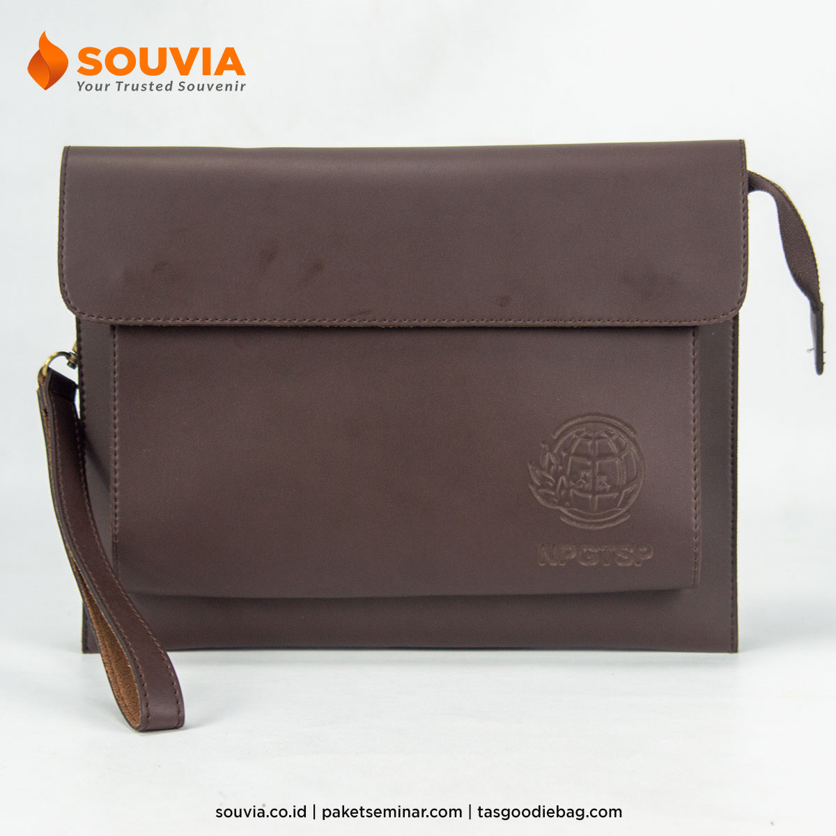 tas dompet pouch kulit sintetis dengan tali