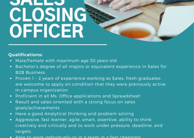 Open Recruitment for Sales Closing Officer