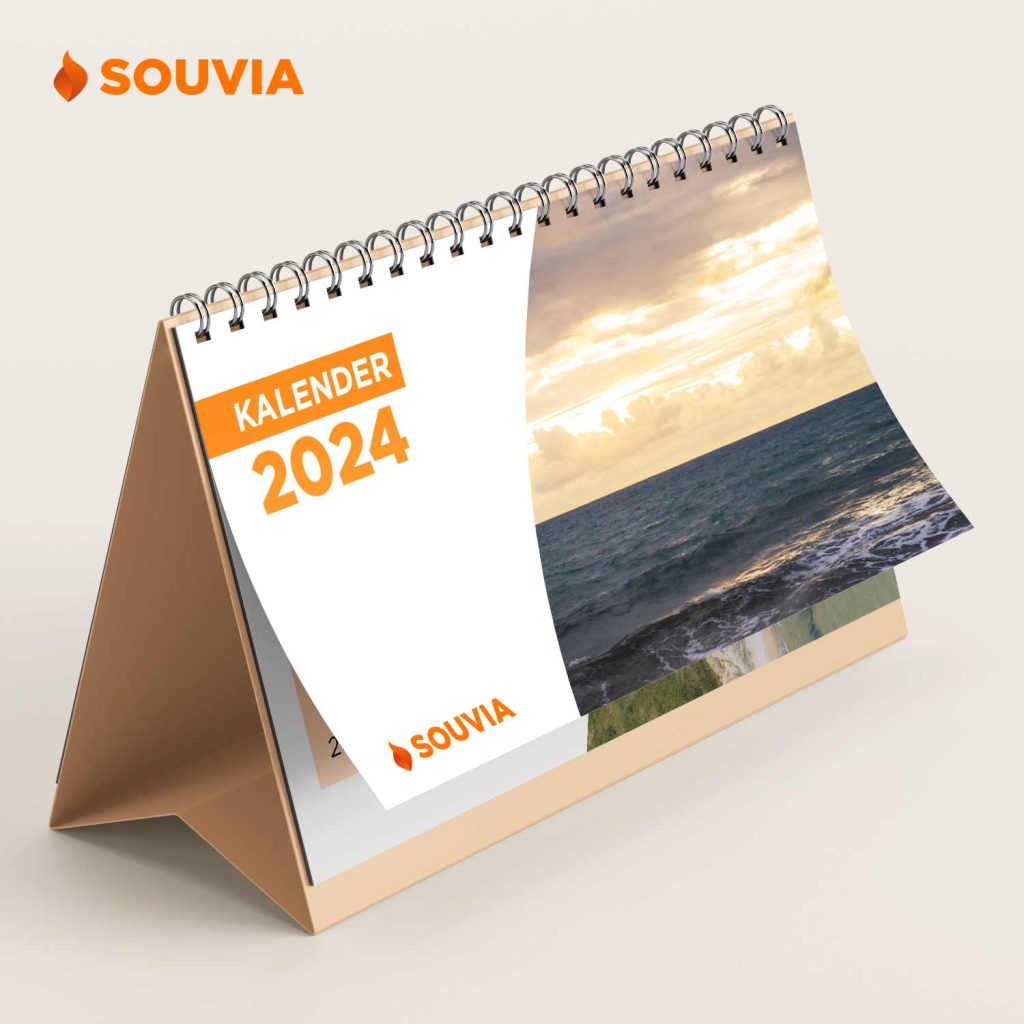 kalender meja dwiwulan 2 bulanan landscape dengan cover finishing spiral