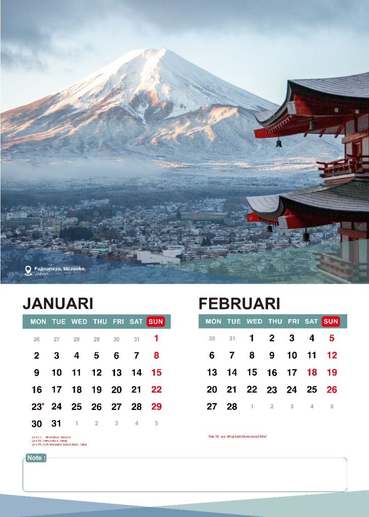Kalender 2023 lengkap bulan Januari dan Februari