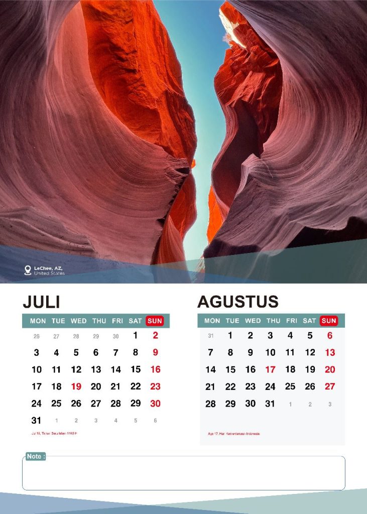 Kalender 2023 lengkap bulan Juli dan Agustus