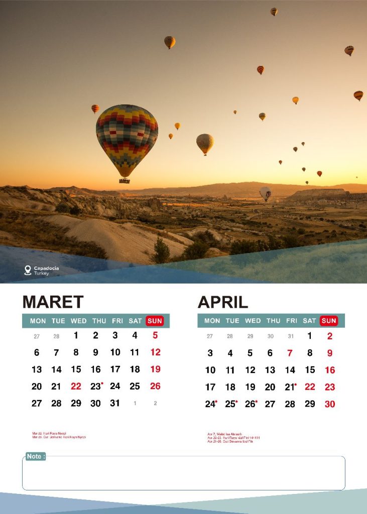 Kalender 2023 lengkap bulan Maret dan April