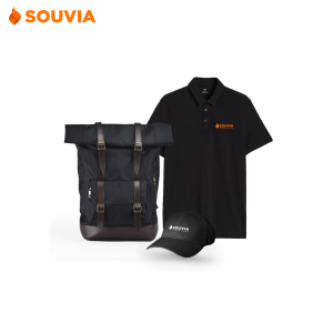 paket souvenir onboarding kit yang cocok dijadikan employee kit karena berisi tas ransel, topi, dan kaos polo