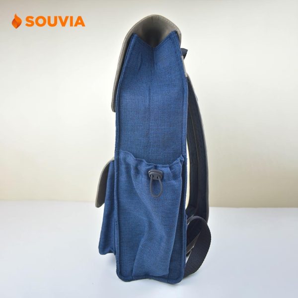 tas backpack laptop tampak samping yang dilengkapi dengan slot samping