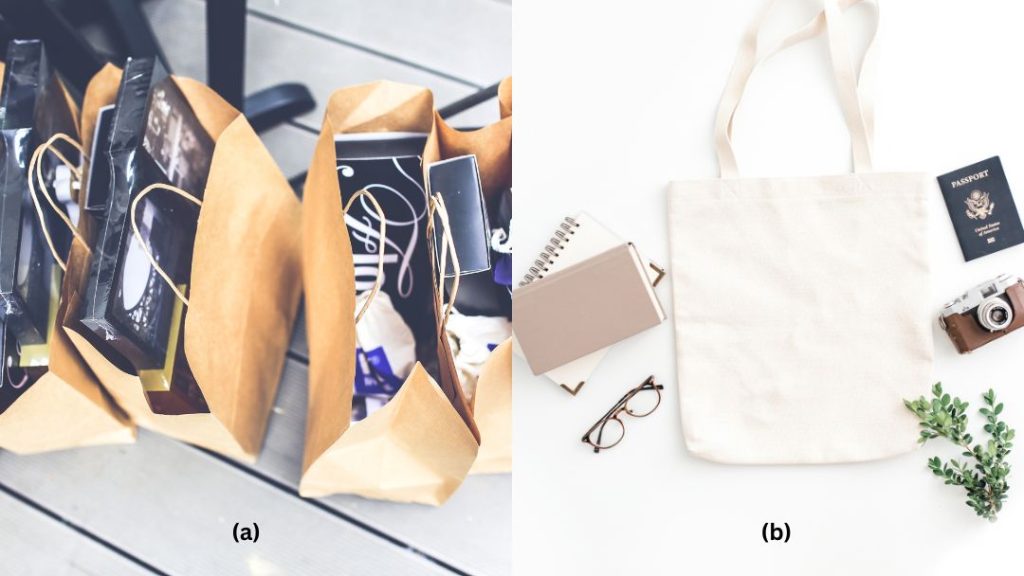 foto pembanding perbedaan goodie bag dan tote bag dari segi isi