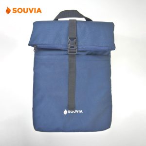 tas laptop backpack tampak depan dengan branding logo perusahaan